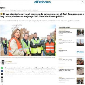 Mención al Cosmos Aragón en la noticia de El Periódico de Aragón